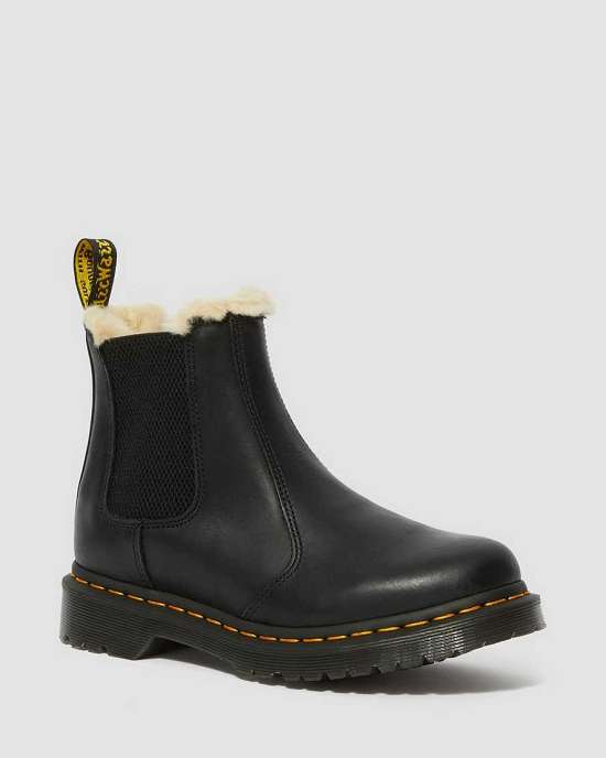Botas Chelsea Dr. Martens 2976 Leonore Faux Fur Lined Mujer Negros MX-72093